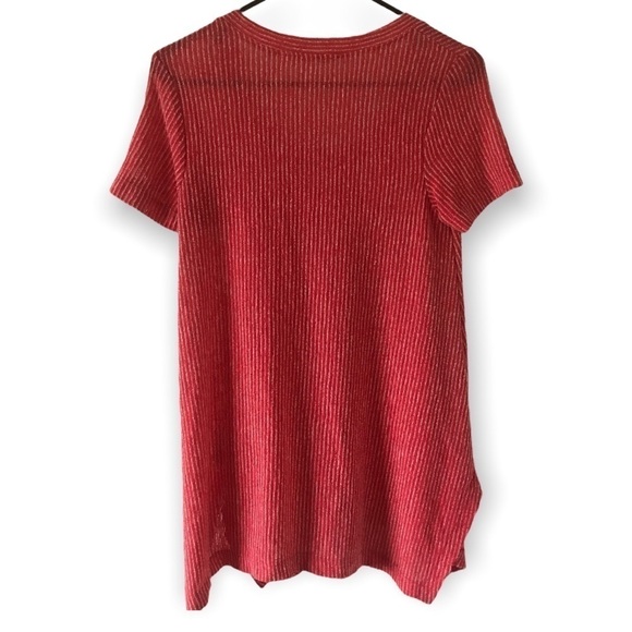 Soft surroundings red short sleeve white stripe top (T1) - Picture 2 of 4